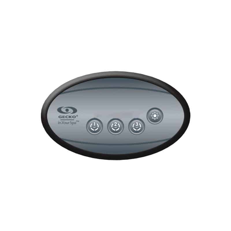 Gecko IN.K Auxiliary 4-Button Spa Topside Keypad – Oval control panel for Gecko Y Series, in.xe, and in.xe2 spa systems.