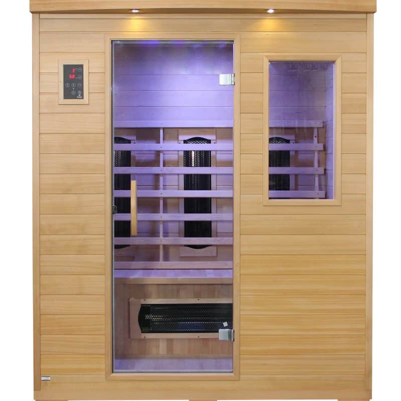 Bella 3 3 person infrared sauna front view with glass door